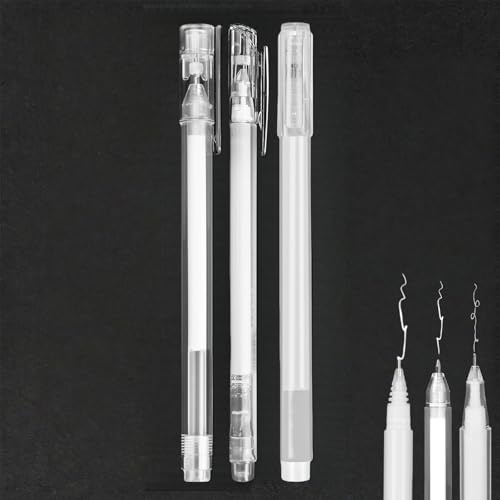 Hyleon White Gel Pen, 3Pcs White Highlighter Pens for Art, 0.6/0.8/1mm