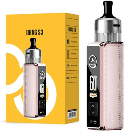 DRAG S3, For VOOPOO Drag S 3 Pod Kit 60W 3000mAh Battery + 5ml PNP-X Cartridge MTL (PNP X 0.6Ω + PNP X 0.8Ω Coil) Vaporizer - No nicotine