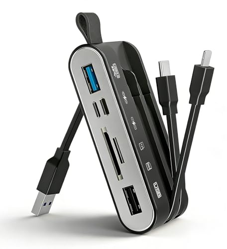 Speicherkartenleser, 6 in 1 SD Karten & USB OTG Adapter, mit Type-C und USB A Geräte, mit Micro SD & SD Kartensteckplätzen, Unterstützt SDHC/SDXC/MMC, mit Lade- und Datenübertragungsfunktion