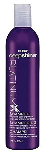 RUSK Deepshine PlatinumX Shampoo, Gentle Cleansing, Brightening Color Boost for Platinum, Silver, Gray, White, and Blonde Hair, 12 oz