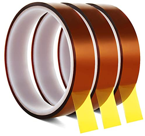 YTBUBOR hitzebeständiges Klebeband aus Polyimid, klebeband hitzebeständig, Polyimid-Klebeband, für elektrische Anwendungen, 3D-Drucker, Löten, Malerei und Verpackung, 3 Rollen, 20 m x 20 mm