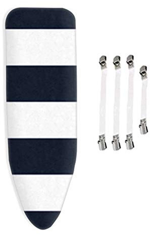 ViviJane Bügelbrettbezug 130 x 50 cm, mit Gummizug (100% Baumwolle, Komfort Polster) Bügeltischbezug Verdickt - Idealer Dampfbügelstation, 4 vorinstallierte Spanner