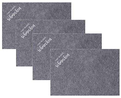 Geschenkestadl 4 Stück Tischsets 45 x 30 cm Filz Platzsets mit Spruch (Lasst es euch schmecken Grau)