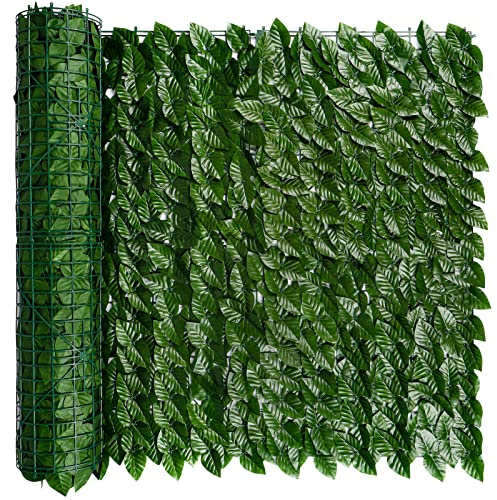 iCover Artificial Ivy Privacy Screen for Fence, 39x118in Strengthened Joint Prevent Leaves Falling Off, Faux Hedge Panels Greenery Vines, Decorative Fences for Outdoor, Garden