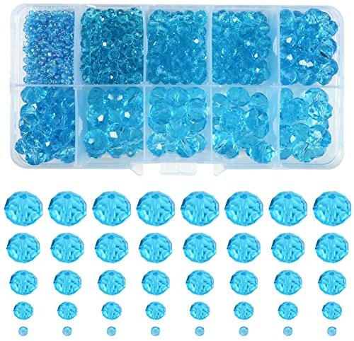 TOAOB 1000 St Kristallglaspärlor 2 mm 4 mm 6 mm 8 mm 10 mm Blå Fasetterade Glas Pärlor Kristallglaspärlor för Smyckestillverkning Bulk DIY Hantverk till Halsband Örhängen | Fasetspärlor glaskristallpärlor för att trä på fasetterade glaspärlor för armband halsband smyckestillverkning gör-det-själv