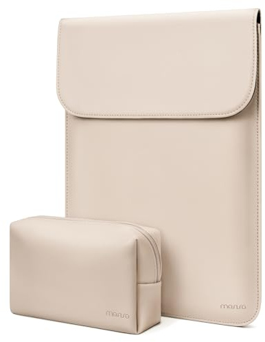 MOSISO laptopfodral kompatibelt med MacBook Air 13 M3 A3113 M2 A2681 M1 A2337 A2179 A1932/Pro 13 M2 M1 A2338 A2251 A2289 A2159 A1989 A17000 A170 6 A17 08, Konstläder fodral med liten väska, aprikos