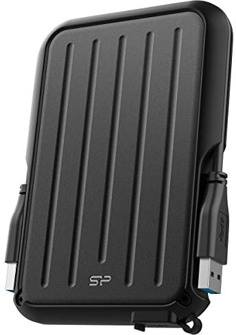 Silicon Power Armor A66 - Disco duro externo resistente de 1 TB, grado militar, resistente al agua, USB 3.0, disco duro portátil USB 3.0 para PC, Mac, computadora portátil, color negro