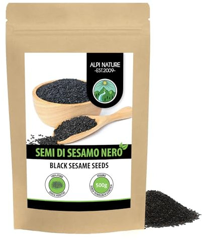 Alpi Nature Black Sesame Seeds 500g 1.1 lb, Raw Black Sesame Seeds for Cooking and Baking