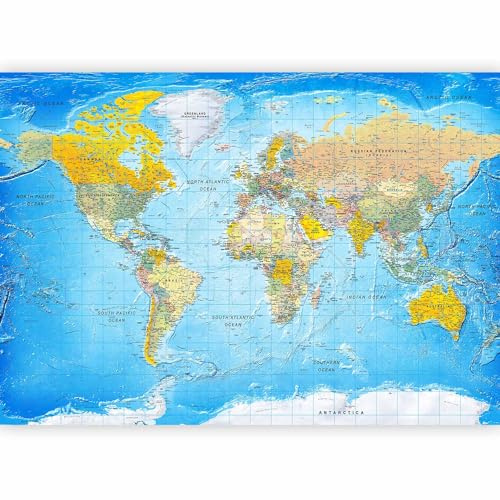 murando - World map Photo Wallpaper 294x210 cm / 116x83 - Peel and Stick Self-Adhesive Foil Print Wall Mural Decoration Picture Design Modern - k-A-0109-a-a