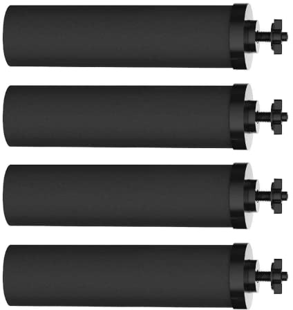 HUINING Lot de 4 filtres à eau noirs pour unité de purification d'eau de rechange pour seau à eau domestique Système de filtration d'eau par gravité Purificateur d'eau de survie