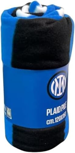 Inter | Coperta Plaid In Pile | 120x150 | Nero/Azzurro | Prodotto Ufficiale
