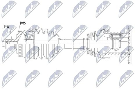 NTY Npw-Au-029 Antriebswelle vorne links | Npw-Au-029 Kompatibel mit A4 B6 (8E2),A4 B6 Avant (8E5),A4 B6 Cabriolet (8H7),A4 B7 (8EC),A4 B7 Avant (8ED)