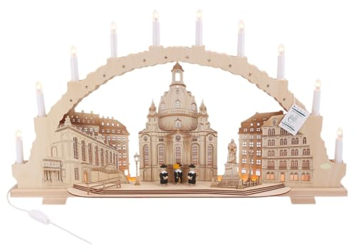 SCHENK HOLZKUNST Tietze Schwibbogen mit Frauenkirche LED