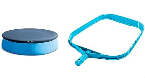 Intex - 28026 - Bâche Protection pour Piscine Autoportante 3M96 & 29050 - Epuisette De Surface