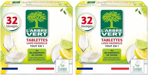 L'arbre vert Tablettes Lave vaiselle tout en 1 Citron - 32 doses - 584g (Lot de 2)