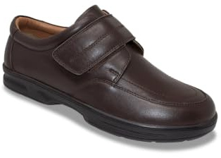 Men's Dr Keller Wide Fit Leather Touch Fasten Shoes Brown