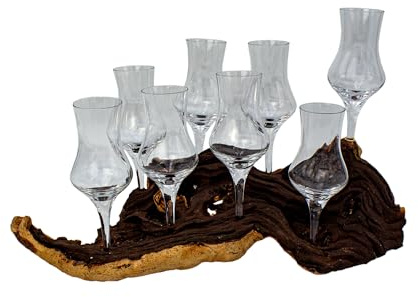 NEO-DESIGN Grappawurzel Schnapsglashalter - Handverlesene Naturholz-Wurzel mit 8 Gläsern