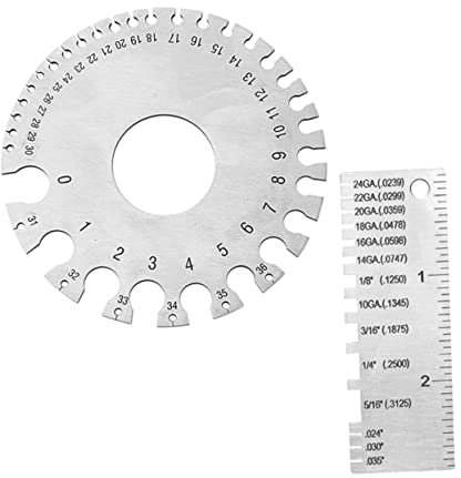 PartyKindom 2pcs Stainless Steel Wire Gauge Template Weld Gauge Inspection Tool Metal Thickness Dual-sided Round Wire Cable Sheet for Steel Thick