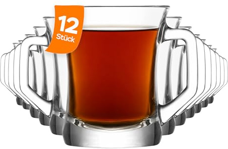 Premium kaffeglas med handtag 12 st 220 ml BLEI fri latte macchiato-glas teglas med handtag, glödvinsglas, kaffeglas, kaffekoppar, glas för varma drycker cappucinogglas