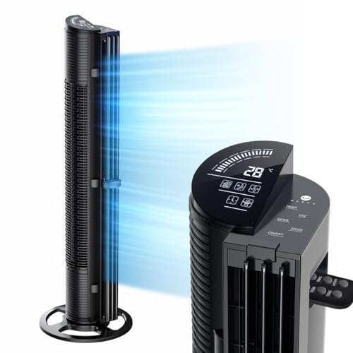 Ventilador de Torre, Ultty Ventilador Silencioso con Temporizador y Mando a Distancia 75 W, 102 cm de Altura, Oscilación, Motor de Cobre, 6 Velocidades, 3 Modos, Negro