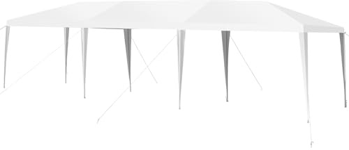 HOMASIS 9 x 3 m Pavillon, wasserdichter Gartenpavillon mit UV-Schutz, Partyzelt mit Metallrahmen, Gartenzelt mit Windseilen & Erdnägeln für Party, Hochzeit, Festival, Weiß (9 x 3 m)