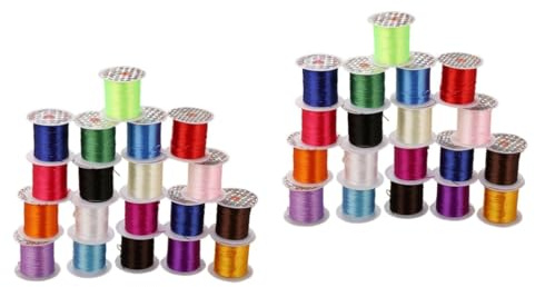 SHINEOFI 50 Rollos cuerda elástica línea elástica línea de cristal topper de la tapa de la vela cordel encerado cordón de costura cuerda fuerte hilo de cristal accesorios Cuerda elastica