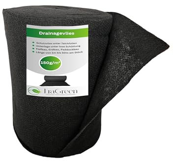 EraGreen Premium Drainagevlies 0,5m x 10m - Trennvlies 150g/m² wasserdurchlässig - Filtervlies, Trennvlies für Hochbeete und Blumentöpfe - schwarz