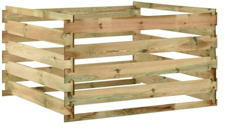 Rantry Komposter für den Garten, mit Latten, 120 x 120 x 70 cm, aus imprägniertem Kiefernholz, Möbel für Haus, Innen- und Außenbereich, Wohnzimmer, Schlafzimmer, Dekoration für Möbel