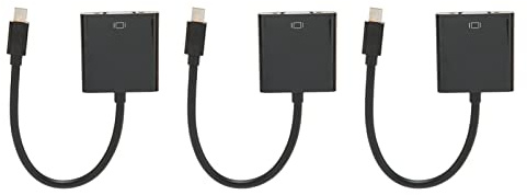 Denash 3pcs Mini DisplayPort to VGA Adapter, 1080P FHD to VGA Cable, Male to Female Gold Plated Compact Cord, for PC