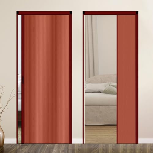 Falttüren Innentüren Falttüren Als Raumteiler für Den Innenbereich, 21-80 Breite Falttür mit Aluminiumschiene, Schiebetür aus Faltwerk für Schlafzimmer zu Hause, Verdunkelungsfenster(Red,46x80in(116