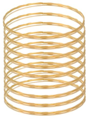Jascatin Lot de 9 bracelets joncs multicouches en métal doré à motif géométrique brillant pour femme