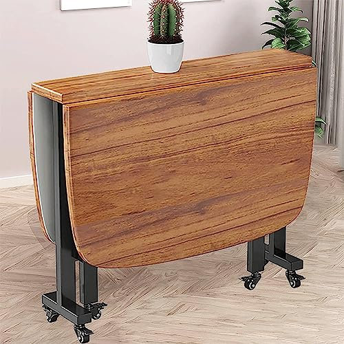Ausziehbarer Holz-Küchentisch mit beweglichen Rädern, rechteckig, platzsparendes Design für kleine Räume