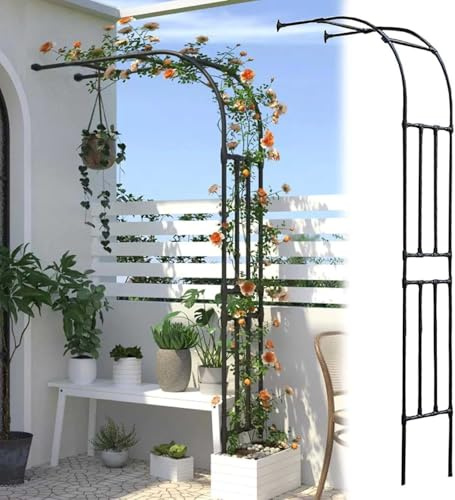LBLFEBD Halbseitiger Gartenbogen, Rosenbogen aus Metall, Torbogen zur Unterstützung von Kletterpflanzen, halbrunde Pergola für den Innen- und Außenbereich, Gartenrasen, einfache Montage