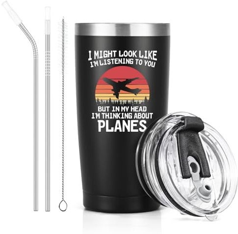 Livole Aviation Travel Mug - 20oz 600ml Insulated Plane Enthusiast Gift for Men, Pilots, Christmas