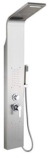 Colonna doccia idromassaggio spazzolata,Pannello Doccia Miscelatore 3 Funzioni Colonna Doccia Set in 304 Inox Sistema Set Doccia con Soffione Fisso,Massaggi,Doccetta e Bocca Vasca(7 * 20 * 140 cm)