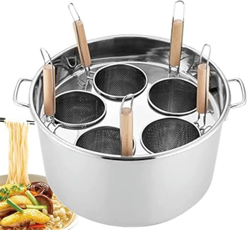 PGKTKCWH Pentole per Pasta 3/4/5 Fori Set di Inserti per cuoci Pasta, Set di pentole per Pasta/pentole in Acciaio Inossidabile con cestello per scolapasta per Cucina Domestica e Cucina di r