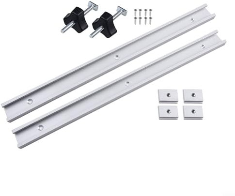 Besttoolifes Set mit 8 T-Schienen, 2 x 400 mm T-Nut-Schienen, Aluminiumlegierung, T-Nut-Schiene mit M8/M6-Gleiter und M8-Kunststoffgriff und 8 Schrauben für Holzbearbeitungswerkzeuge (400 mm)