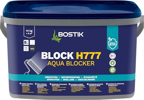 BOSTIK Block H777 Aqua Blocker 14kg | Universalabdichtung und Feuchtigkeitssperre - Optimal geeignet für die Innen - und Außenanwendung - Lösemittel - Grau