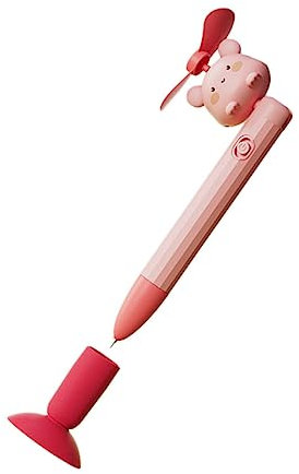 CAXUSD Little Fan Pen for Boys and Girls Pink Novelty Writing Pen Cute Stickers for Students and Workers