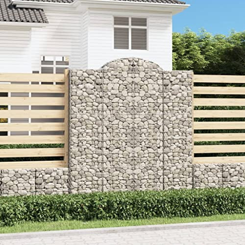 NQJIBUE Home Garden,Gewölbter Gabionenkorb, 200x50x220/240 cm, verzinktes Eisen