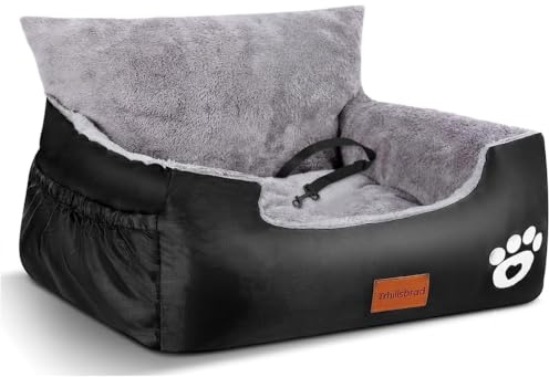 Trhillsbrad Siège auto pour chien, 70 x 60 x 45 cm, 2 laisses de sécurité réglables, lit de voiture pour petits chiens, siège auto pour animaux domestiques, entièrement amovible et lavable, avec 2