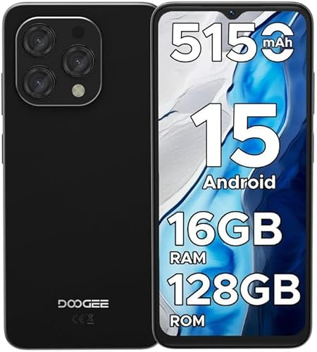 DOOGEE N55 Android 15 Smartphone Ohne Vertrag 128GB ROM +16GB RAM(2TB TF) Handy Ohne Vertrag, Octa Core 90Hz 6.56 HD+ Smartphone Günstig 5150mAh 13MP+8MP, Dual 4G Simlockfreie Handys, Face ID/GPS/OTG