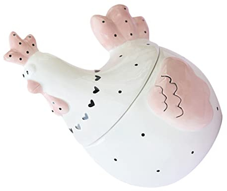 Garneck Barattolo Per Uova in Ceramica Ermetico Con Coperchio a Forma Di Pollo, Contenitore Per Uova Sfuse e Snack, Organizer Cucina Resistente e Decorativo