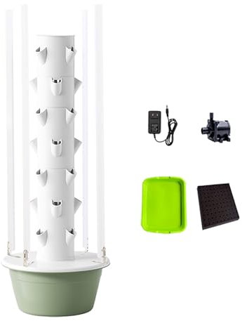 Cxlly Hydroponics Tower Garden, Sistema di Coltivazione Idroponica, per Erbe Aromatiche, Frutta E Verdura da Interno - Torre Aeroponica con Pompa di Idratazione(Large)