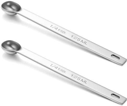 Tyqour 2 cucharas medidoras de 5 gramos, cucharas medidoras de acero inoxidable con mango largo, cuchara matcha de 5 g para creatina para cocinar y hornear