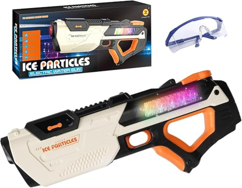 Pistola ad Acqua Elettrica, Pistole ad Acqua Autoadescanti, Water Gun con Colorato Luci, Occhiali Protettivi, Water Blaster per Adulti, Portata 8-10M, per Estate Giardino Piscina Spiaggia