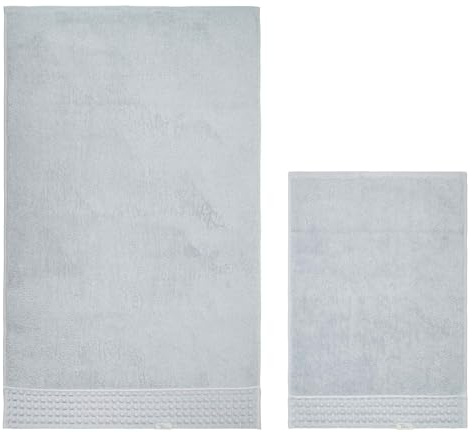 THUN Set 2 asciugamani azzurro, 100% cotone, Collezione Iconic Elengance, 40 x 60 cm, 60 x 100 cm