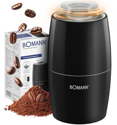 Molinillo de café eléctrico Bomann® - Para 60 g de granos de café - Tamaño de molienda variable - 150 W - Cuchillas de acero inoxidable - Accesorio para máquinas de café espresso y moka