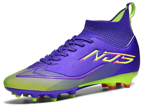 NUTTOPL Zapatillas de Fútbol Hombre Profesionales Atletismo Calzado de Fútbol Zapatillas de Deporte Entrenamiento para Césped Artificial Futbol de Competición Púrpura 36 EU