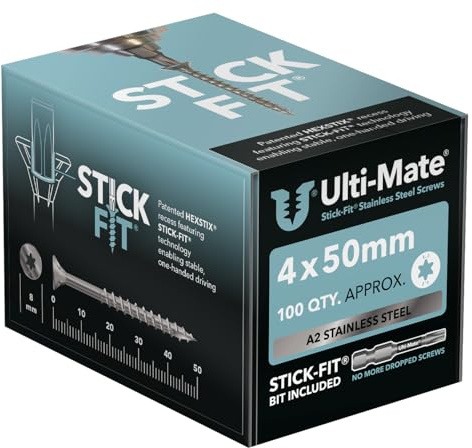Ulti-Mate Stainless Steel Woodscrews - 4.0 x 50mm - Box 100 pcs